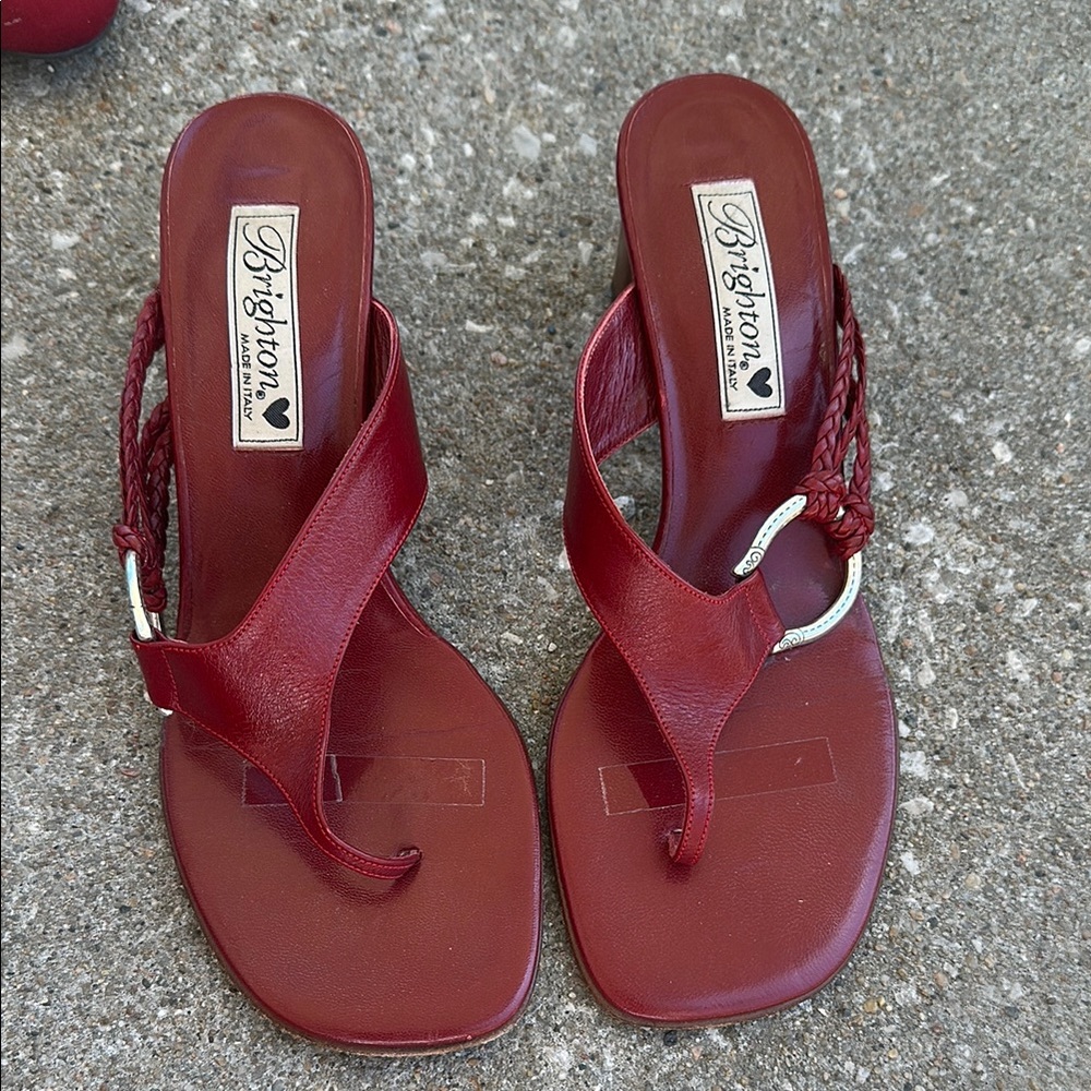 Brighton Red Sandals Thong-Style Leather